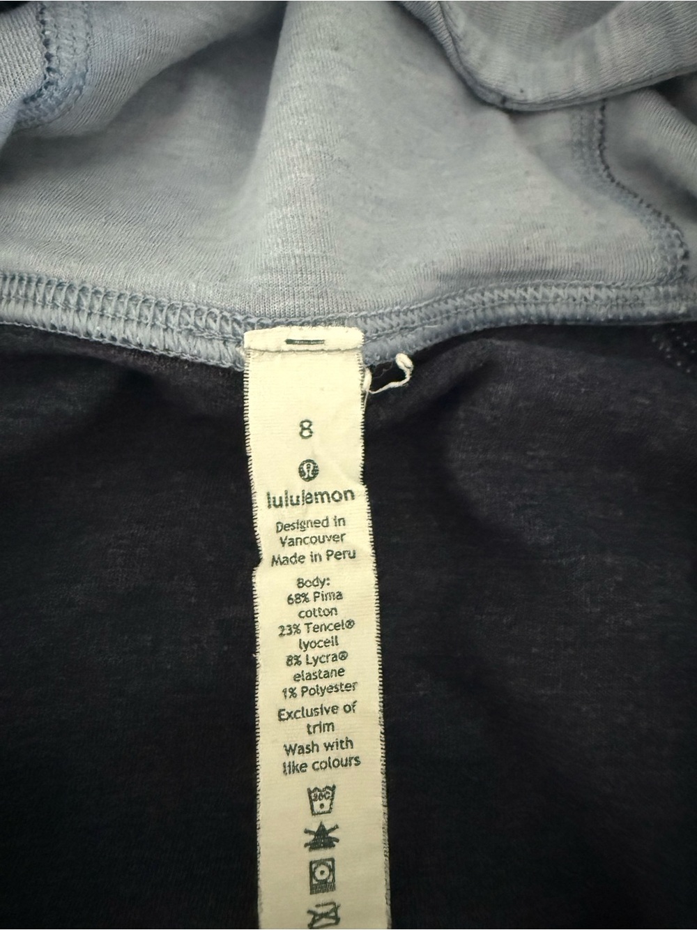 lululemon athletica Light Blue and Black Hooded Top - Picture 2 of 2